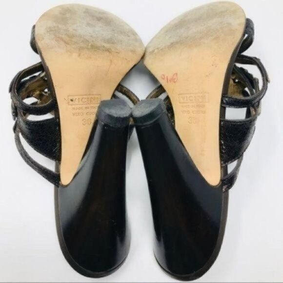 Vicini heels red jeweled copper slip on heels sz 38 BoxC - Picture 5 of 7